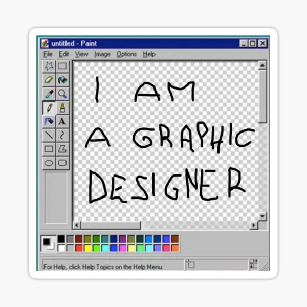 MS Paint window reading I am a graphic designer